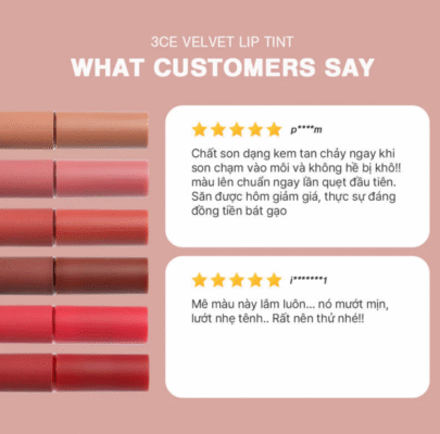 Son kem lì nhung mịn 3CE Velvet Lip Tint